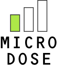 Three vertical bars rising left to right; shortest bar green, middle and tallest bars white.
