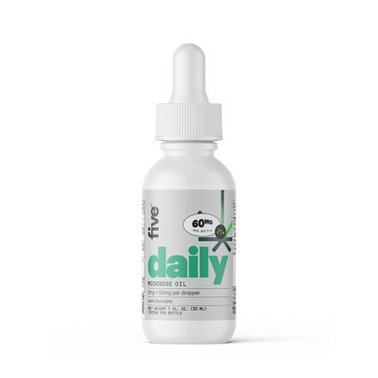daily MICRODOSE OIL 60MG PER BOTTLE 21+ 2mg + 50mg per dropper mint chocolate NET WEIGHT 1 FL. OZ. (30 ML)