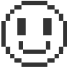 Smiling pixel-art face—black pixels forming eyes and curved mouth