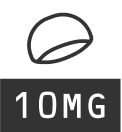 Pill outline icon with text 10MG indicating a 10 mg dosage
