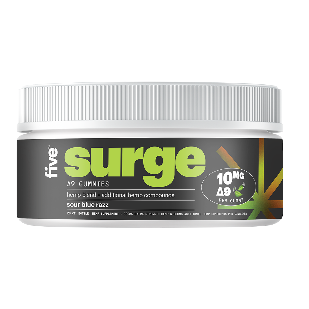 Surge Δ9 GUMMIES hemp blend + additional hemp compounds sour blue razz 10MG Δ9 PER GUMMY
