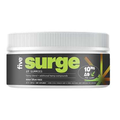 Surge Δ9 GUMMIES hemp blend + additional hemp compounds sour blue razz 10MG Δ9 PER GUMMY