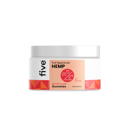 Full Spectrum HEMP; HEMP 25 mg / 2 mg FULL SPEC per gummy; Multiflavored Gummies; 20ct Bottle
