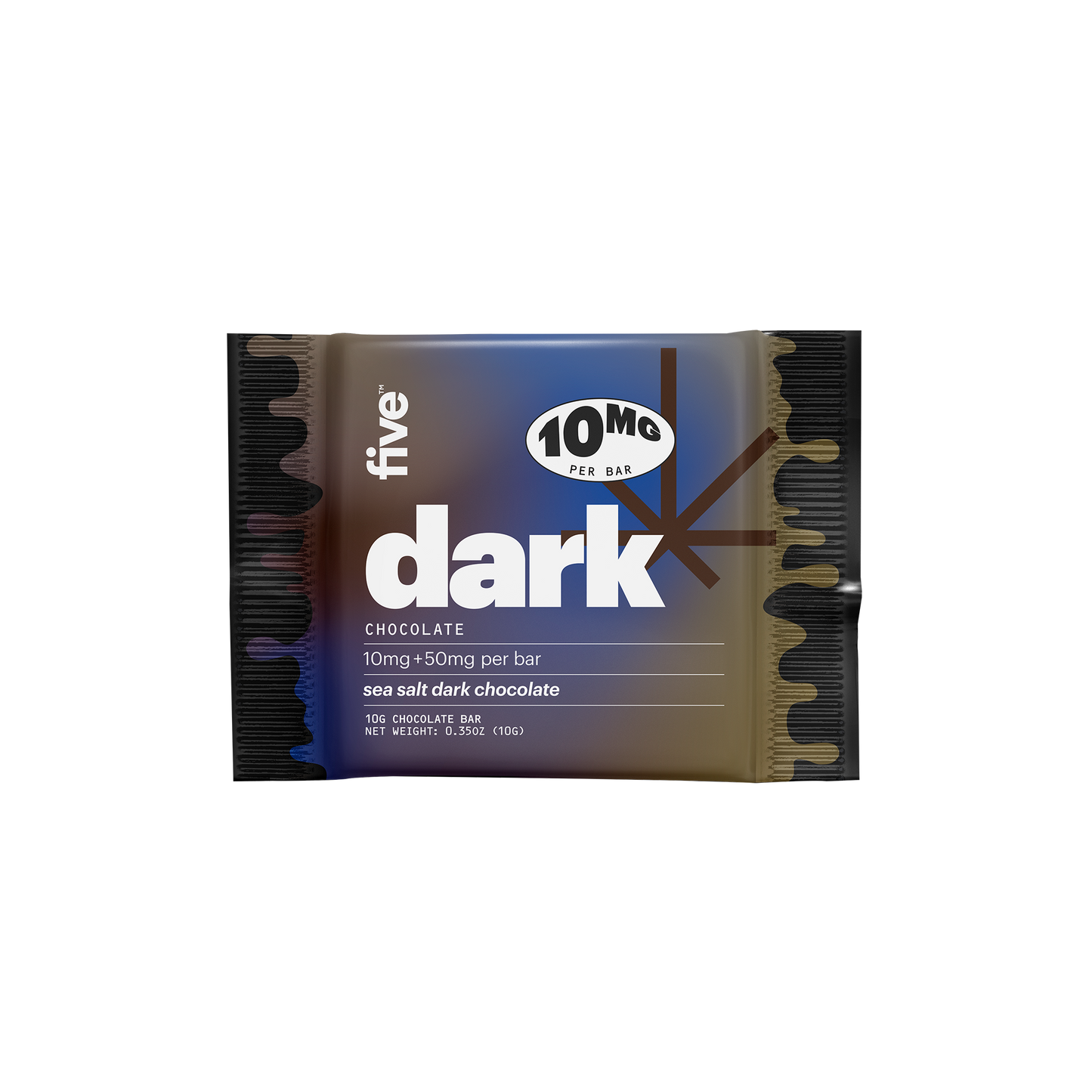 dark CHOCOLATE 10MG PER BAR 10mg +50mg per bar sea salt dark chocolate 10G CHOCOLATE BAR NET WEIGHT: 0.35OZ (10G)