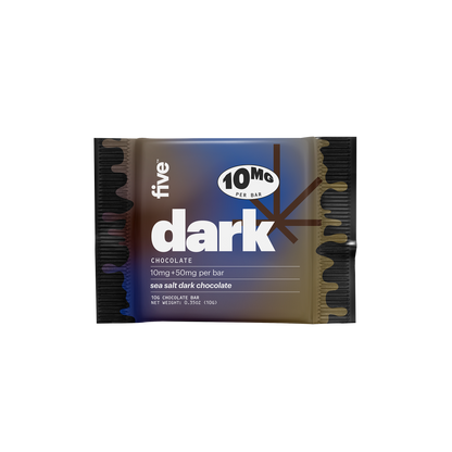 dark CHOCOLATE 10MG PER BAR 10mg +50mg per bar sea salt dark chocolate 10G CHOCOLATE BAR NET WEIGHT: 0.35OZ (10G)