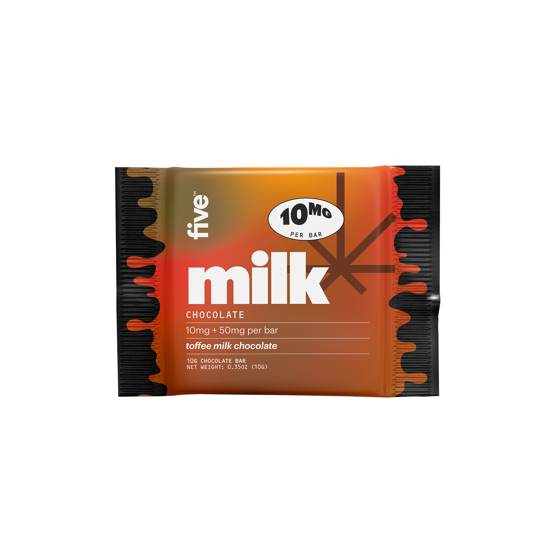 10MG PER BAR milk CHOCOLATE 10mg + 50mg per bar toffee milk chocolate 10G CHOCOLATE BAR NET WEIGHT: 0.35OZ (10G)