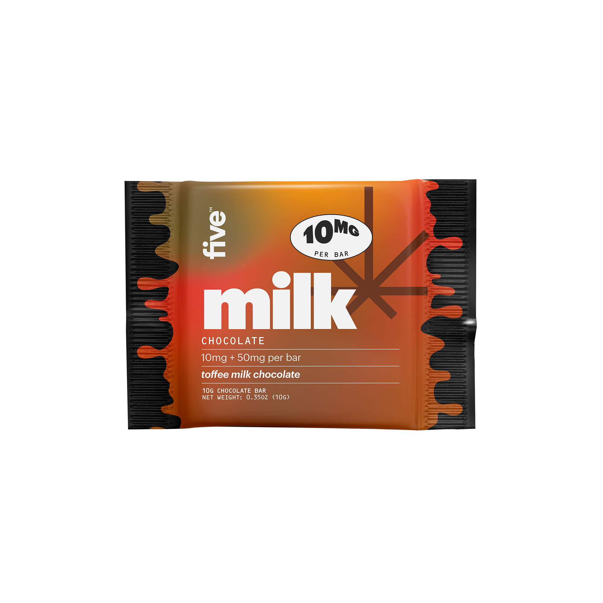 10MG PER BAR milk CHOCOLATE 10mg + 50mg per bar toffee milk chocolate 10G CHOCOLATE BAR NET WEIGHT: 0.35OZ (10G)